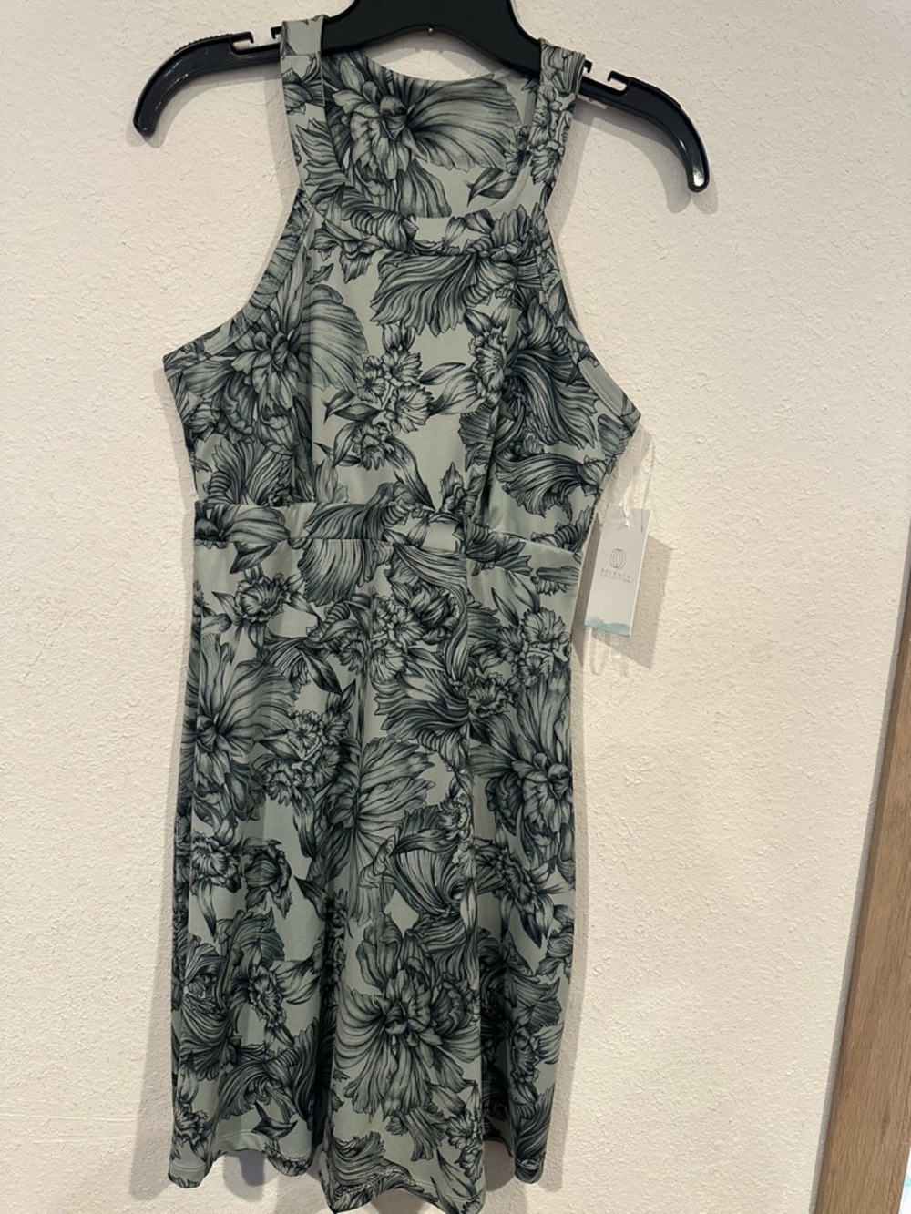 Balance Collection Sage Green Floral Midi Dress with Black Print